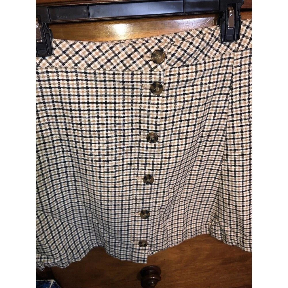 Divided by‎ H&M Skirt School Girl 12, Tan Beige Black, Plaid, Mini, A-line